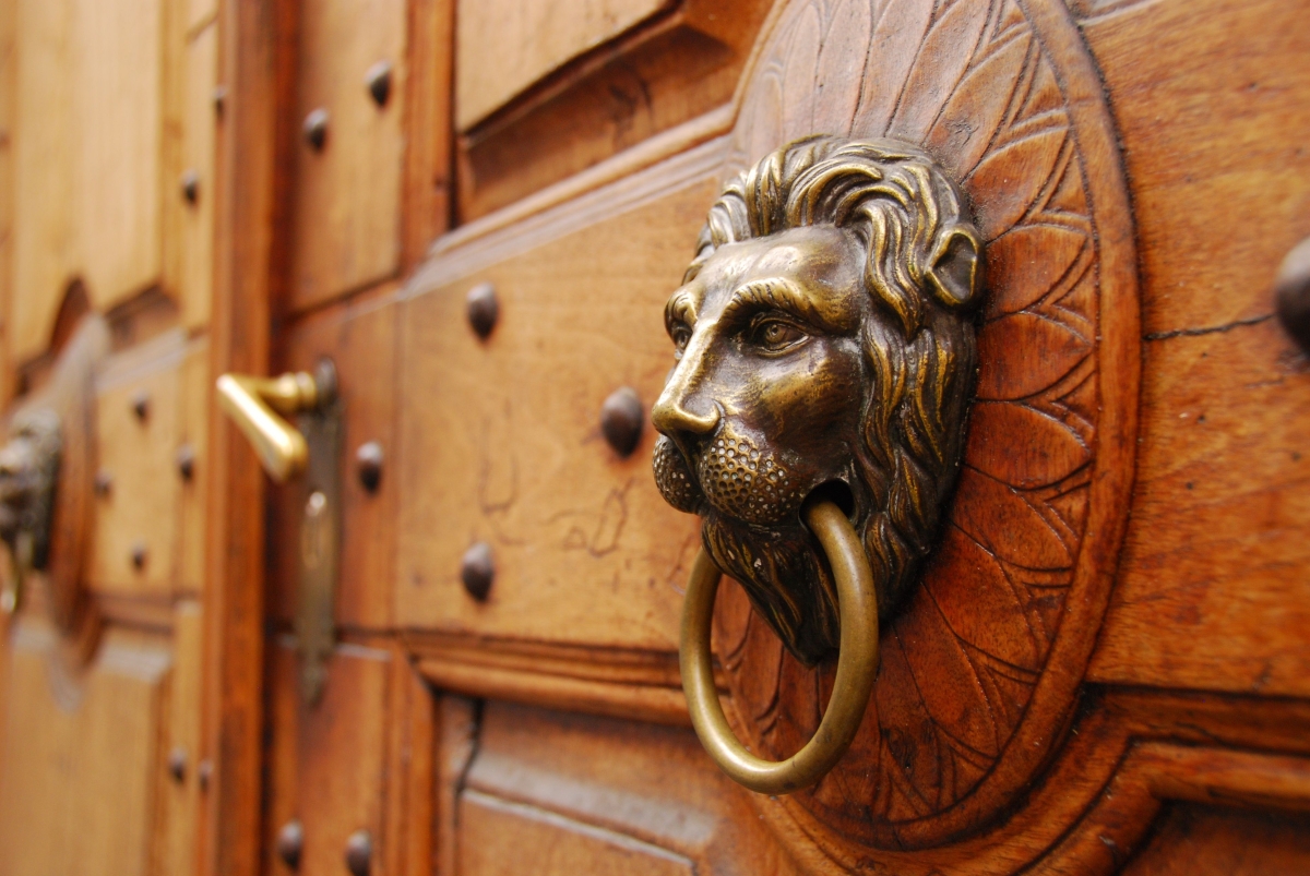 maniglia a forma di leone
